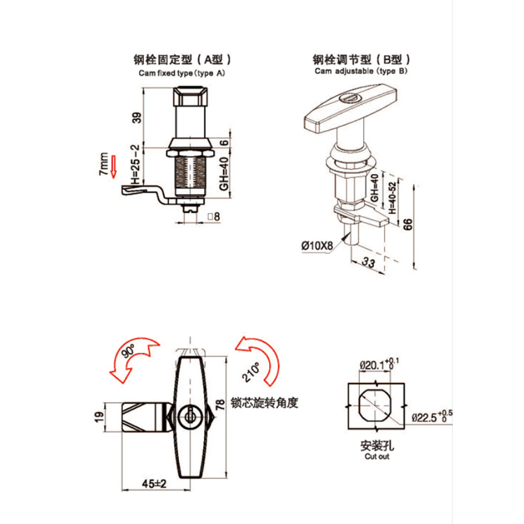 Fogantyú típusa Cam Lock-A609