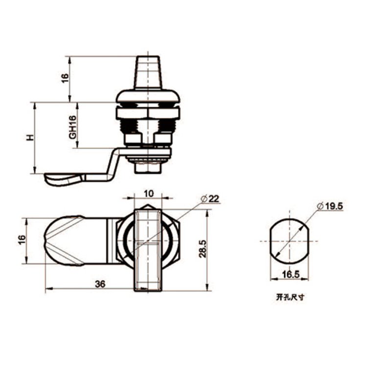 Gomb típusa Cam Lock-A6207-4